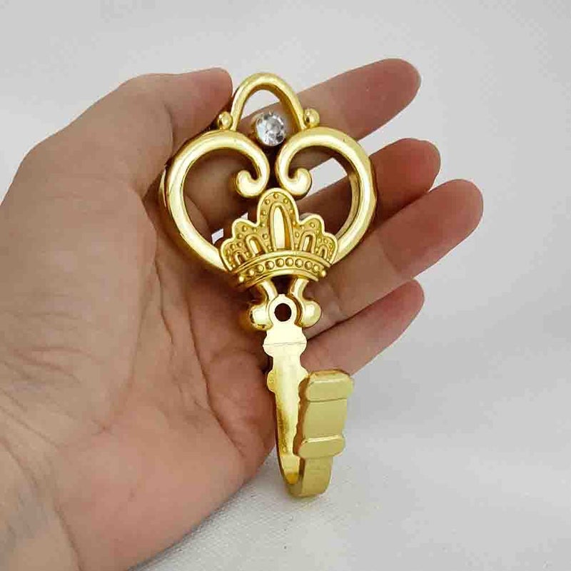 Cucumis Crown Curtain Wall Hook Household Clothes Hanging Hook Window Drapery Medallion Holdbacks, Curtain Tiebacks, Wall Hook, Tassel Holder 1 Double (Gold) - Image 3